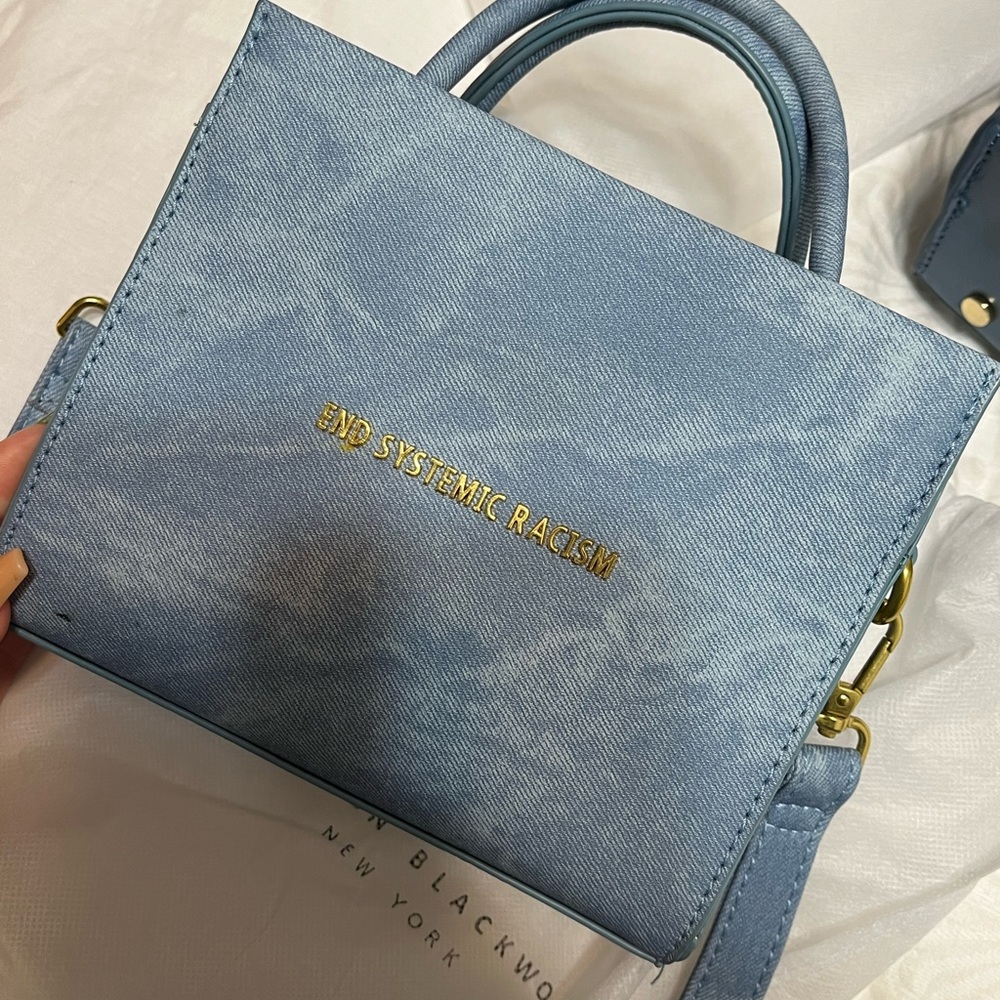 Brandon Blackwood’s “END SYSTEMACTIC RACISM” bag